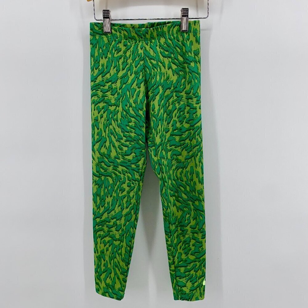 Nike Girls Dri-Fit Green Patterned Leggings